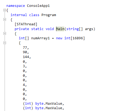 Int array in malware